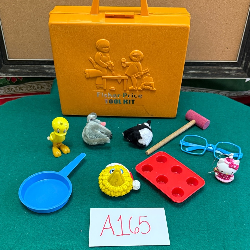 Vtg Fisher-Price Tool Kit (box only) & other vintage items, including ornaments